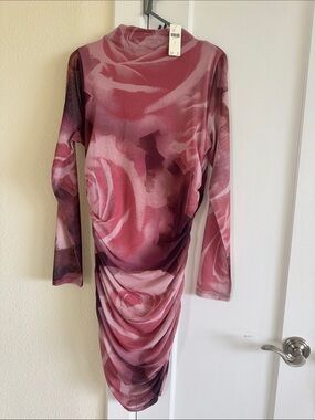 lululemon athletica Rose-Print Long Sleeve Ruched Dress in Pink